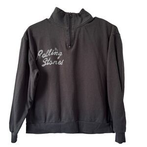 The Rolling Stones Logo Graphic Quarter Zip-up Pullover Sweatshirt, Size XS